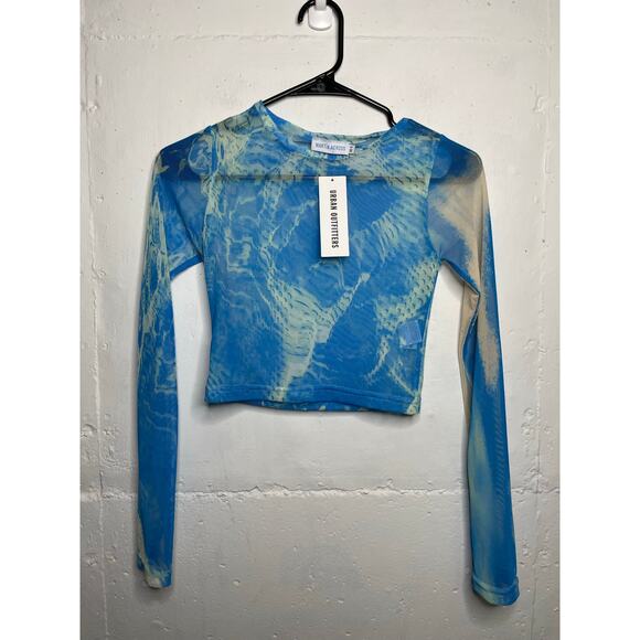 NEW Martin Across Urban Outfitters Sheer Cropped Top Size XS/S Blue - Picture 1 of 4